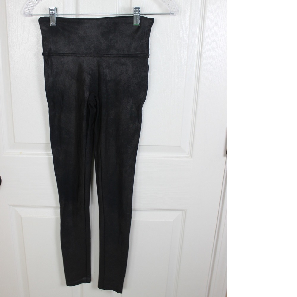 Spanx Faux Leather Leggings Black High Waisted Shaping Slim Fit Small S/CH/P